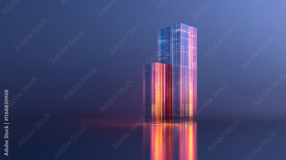 Fototapeta premium Modern Skyscraper with Colorful Reflection in Glass