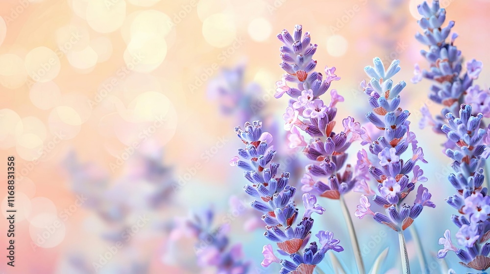 Obraz premium Ink abstract background idea. Beautiful lavender flowers with a soft, dreamy background in pastel colors.