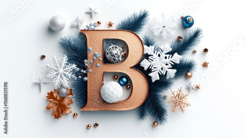 Copper Letter B, Festive Ornaments, Winter Wonderland! photo