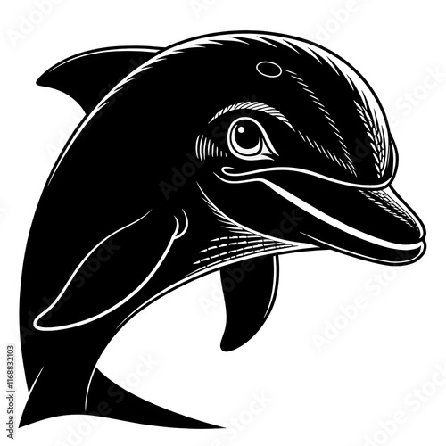 Dolphin head silhouette vector illustration photo