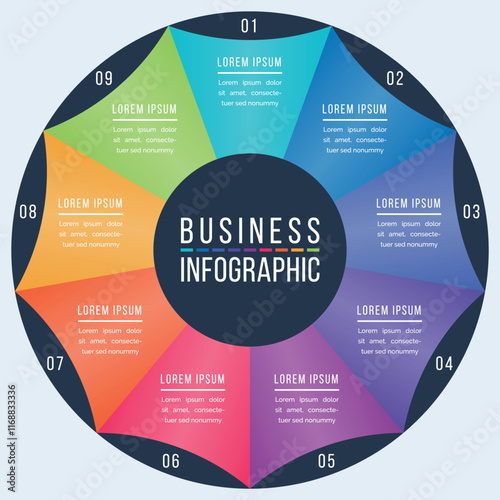 Circle Infographic design 9 options information