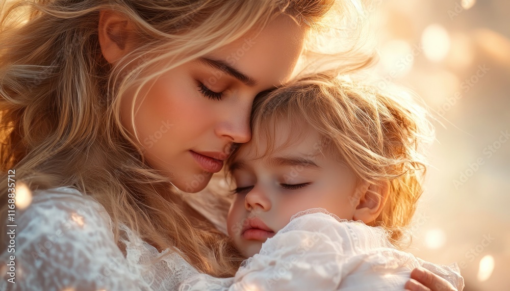 Capture the essence of maternal love with this image A mother comforting her child during a thunderstorm, their closeness embodying protection and warmth See the tender embrace, a safe haven in a Capture the essence of maternal love with this image A mother comforting her child during a thunderstorm, their closeness embodying protection and warmth See the tender embrace, a safe haven in a