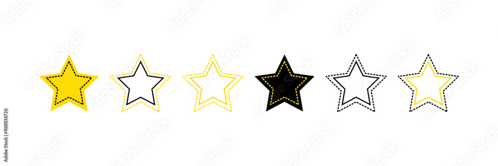 Set with stars vector icons. 6 stars icons. Set with stars vector icons. 6 stars icons.