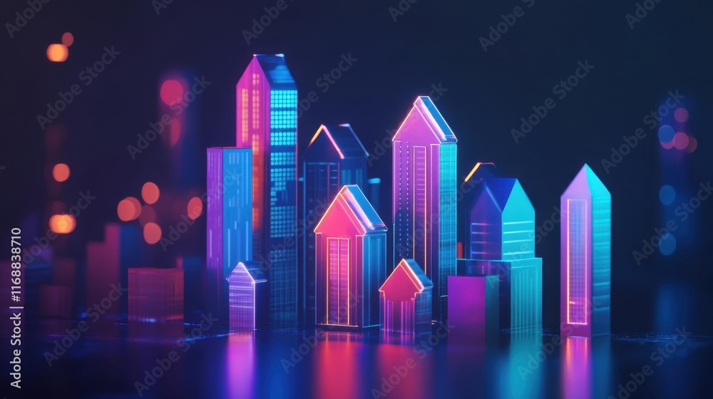 Fototapeta premium Rising House Prices in Real Estate Market Graph