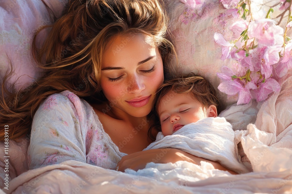 Experience the tender beauty of motherhood with a mother cradling her newborn in a moonlit nursery, the scene brimming with love, protection, and intimacy Discover heartwarming moments captured in Experience the tender beauty of motherhood with a mother cradling her newborn in a moonlit nursery, the scene brimming with love, protection, and intimacy Discover heartwarming moments captured in
