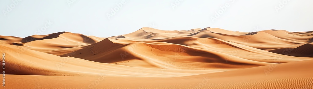 Breathtaking view of sand dunes under a clear blue sky. Breathtaking view of sand dunes under a clear blue sky.