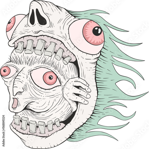 Design of fantasy head in mouth