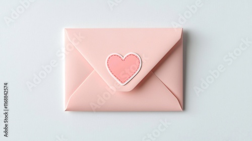 Valentine day. Pink envelope with a heart design, perfect for love letters or romantic messages.