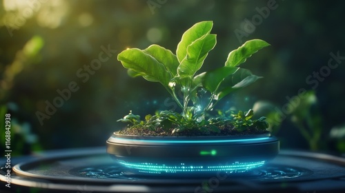 Wallpaper Mural Futuristic Smart Plant in a Digital Hovering Garden. Generative AI Torontodigital.ca