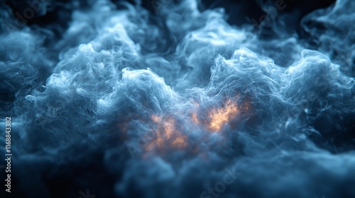 Ethereal Smoke Cloud Special Effect on Black Background. Generative AI photo