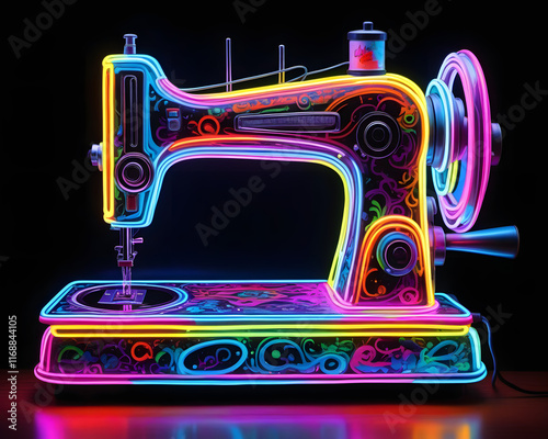 vintage sewing machine in neon colors