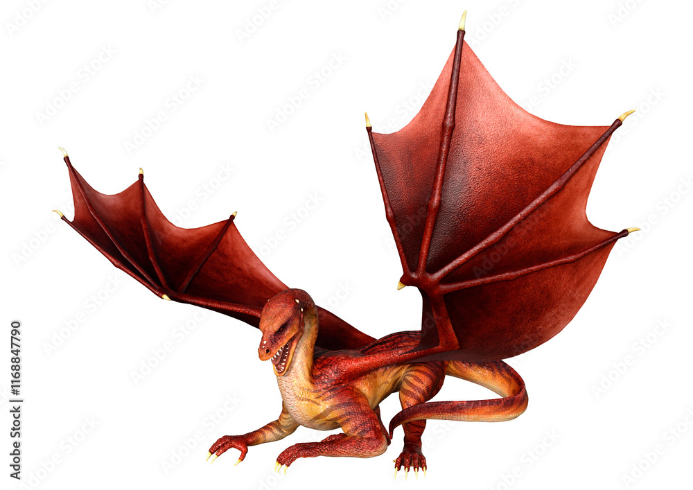 Fototapeta premium 3D Rendering Fairy Tale Dragon on White