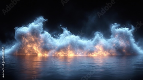 Dynamic Plasma Special Effect on a Black Background. Generative AI