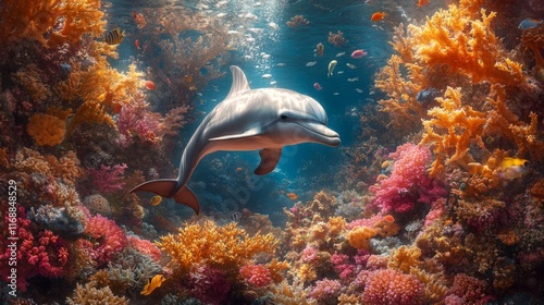 Dolphin Paradise: A Vibrant Coral Reef Ecosystem photo