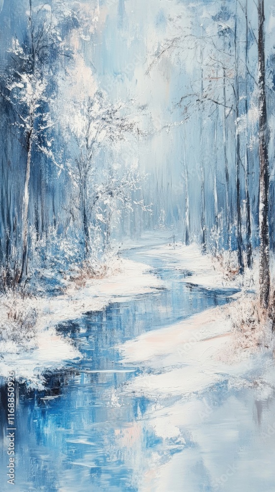 Obraz premium Tranquil Winter Landscape with Soft Snow and Blue Tones