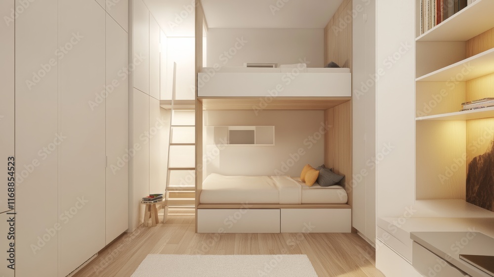 Fototapeta premium a minimalist child's room with a white background