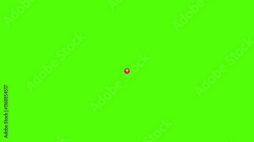 Pop-up question mark in a red circle on a green screen background