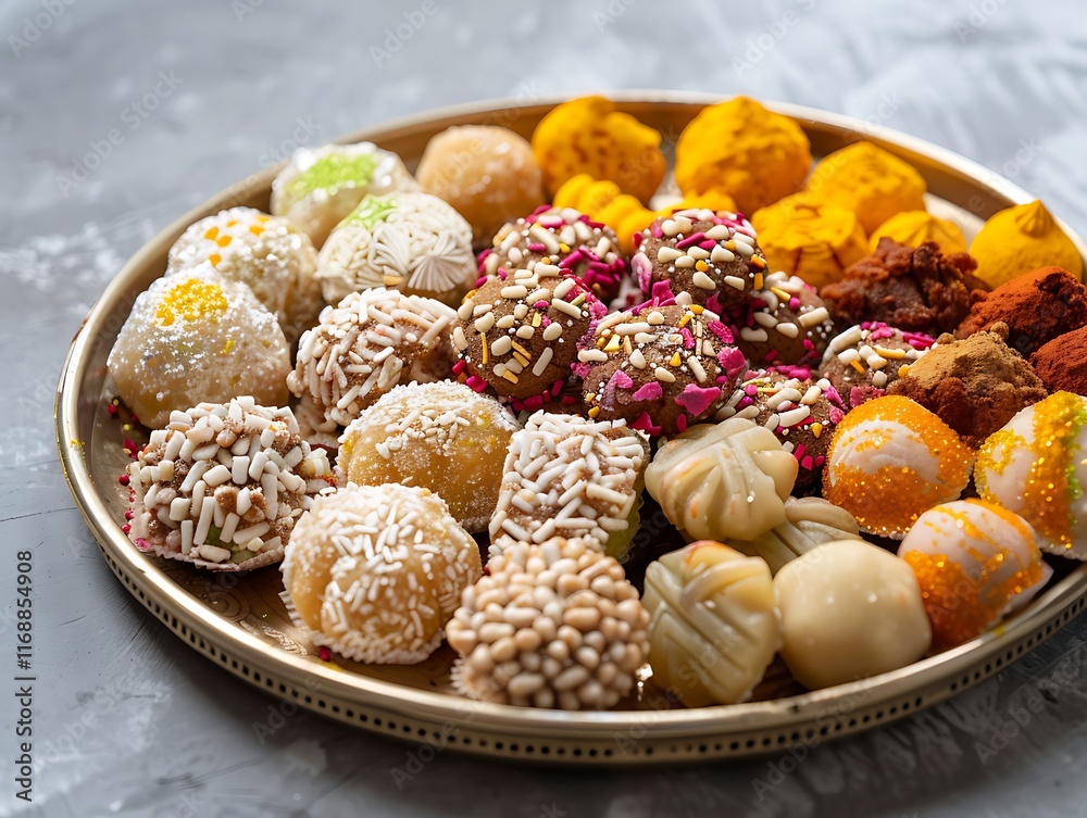 Fototapeta premium festival sweets like tilgul and laddus arranged for makar sankranti