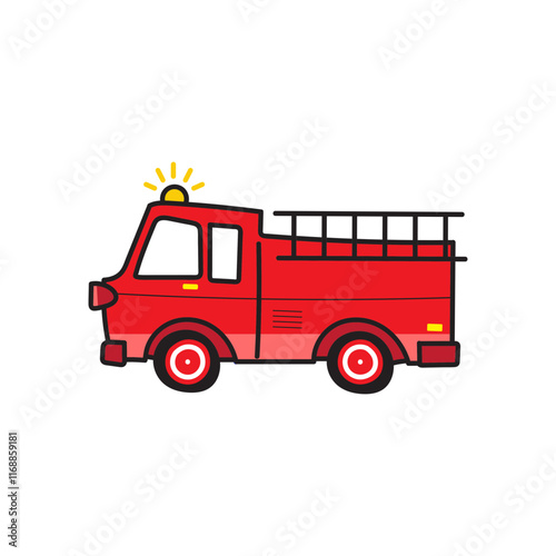 Cute cartoon fire truck vector illustration