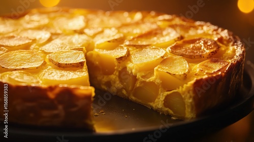 Deliciously baked potato tart with golden crust