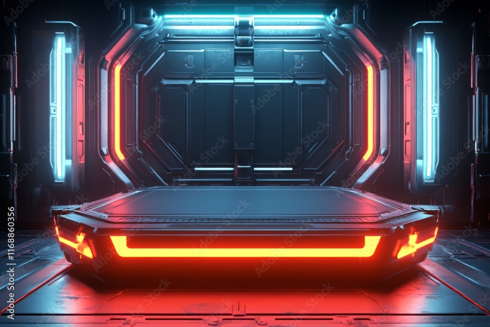 Obraz premium empty podium for product display, in a sci-fi style