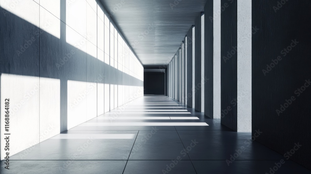 A long, narrow hallway with a lot of light coming in from the windows