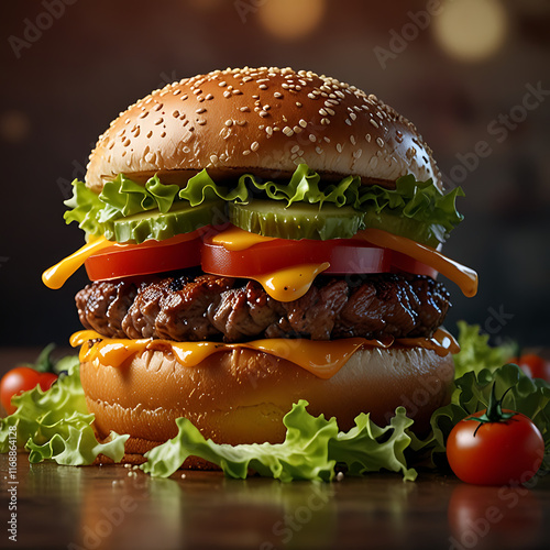 Obraz na płótnie juicy and testy burger 