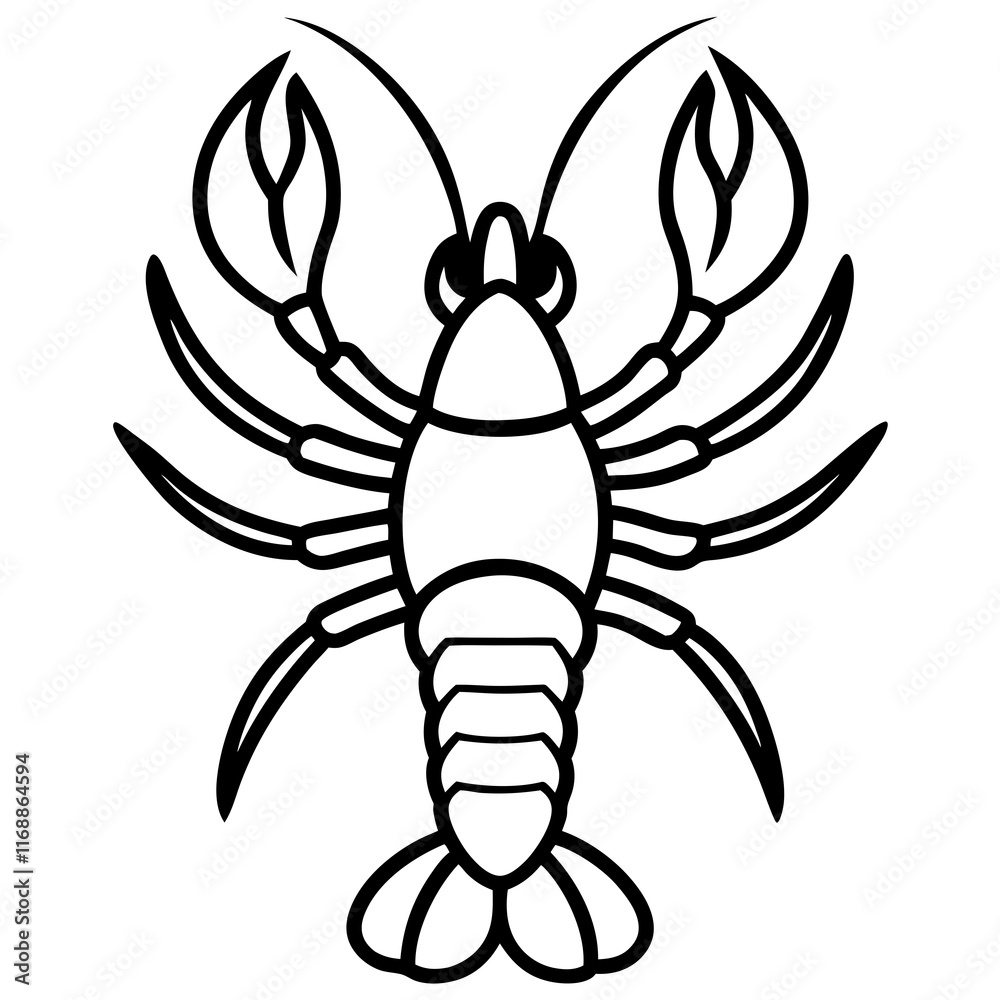 Simple black and white illustration of a crayfish. Simple black and white illustration of a crayfish.
