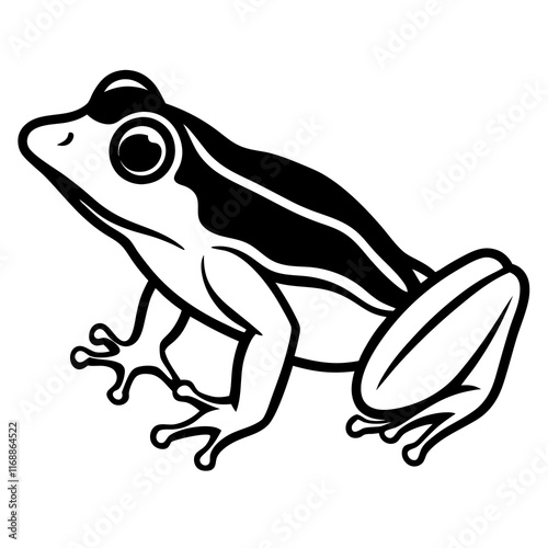 Simple Black and White Silhouette of a Frog