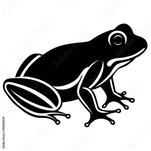 Simple Black and White Silhouette of a Frog