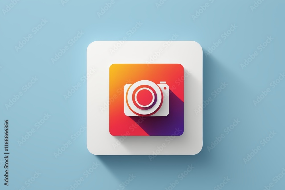 a close up of a camera icon with a long shadow