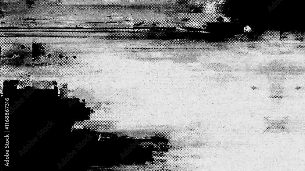 Black and white grunge texture background animation with glitch effect. 4K Quality Footage