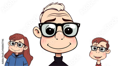 Super cool sarcina ventriculli cartoon drawing style wearing black glasses photo