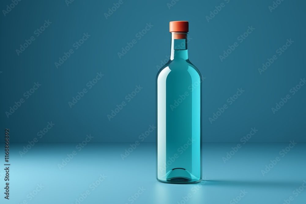 arafed bottle of blue wine with a cork on a blue surface