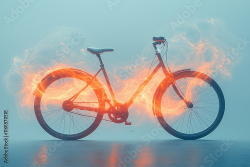 Wallpaper Mural A stationary bike surrounded by abstract glowing energy waves, symbolizing power generation, Torontodigital.ca