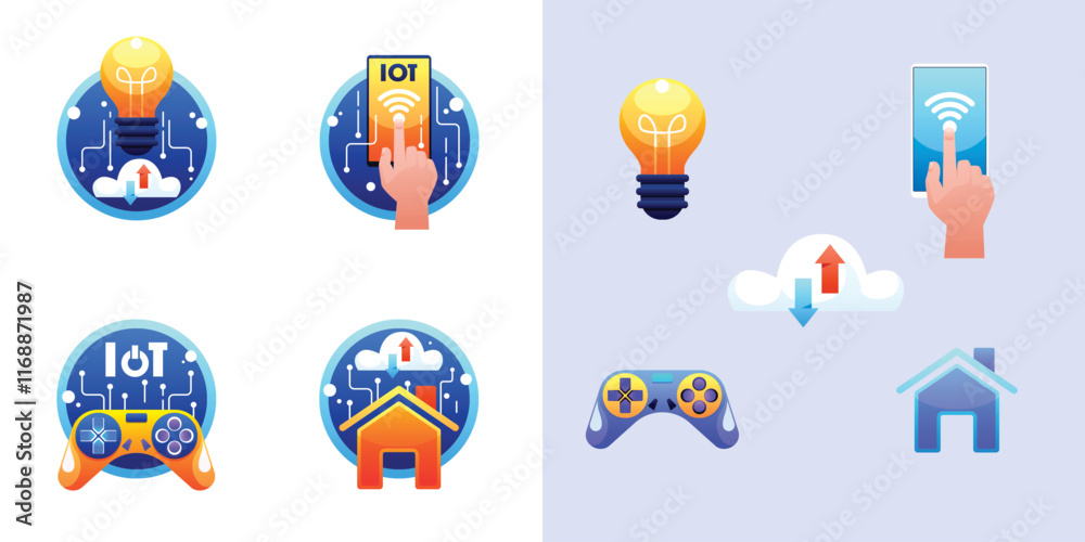 Fototapeta premium Hand drawn cartoon IoT set