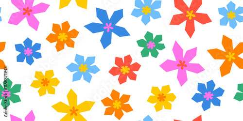 Colorful floral pattern with rigid shapes textured, Design for fabric, textile, covers, gift wrap, wallpaper.