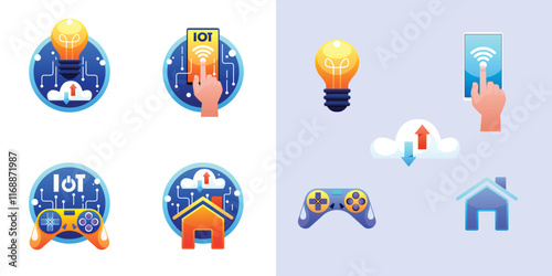 Hand drawn cartoon IoT set