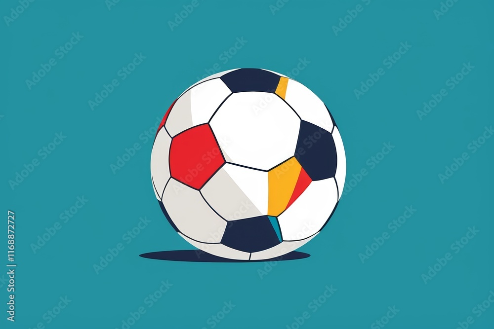 Naklejka premium there is a soccer ball with a flag on it on a blue background
