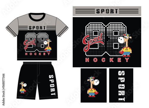 Boys t-shirt and shorts suit with cute cartoon vector design for children
