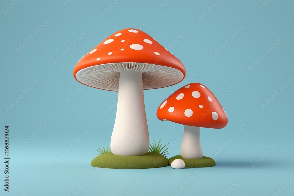 there are two mushrooms that are sitting on the grass there are two mushrooms that are sitting on the grass