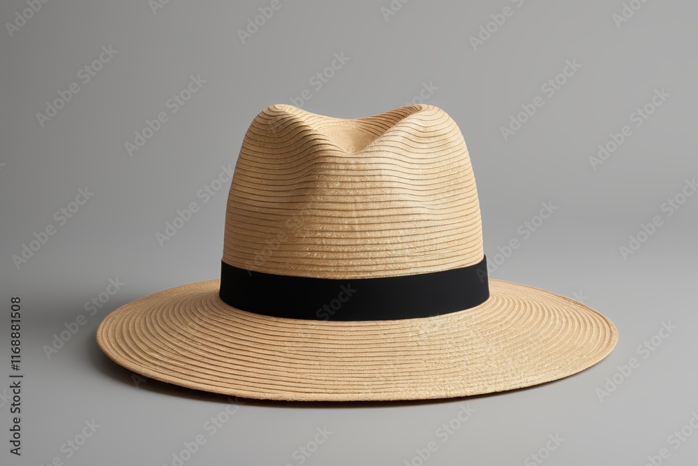arafed hat with black band on grey background arafed hat with black band on grey background