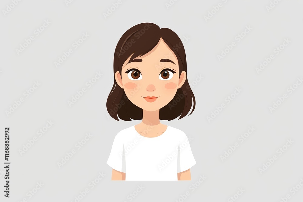 cartoon girl with brown hair and white shirt with a finger on her lips cartoon girl with brown hair and white shirt with a finger on her lips