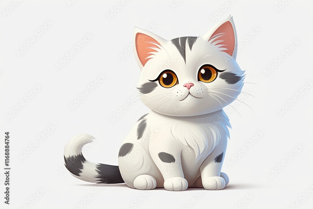 Fototapeta premium there is a cat sitting on the ground with a white background