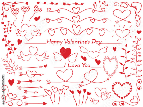 Set of assorted graphic elements for Valentine’s Day.vector illustration