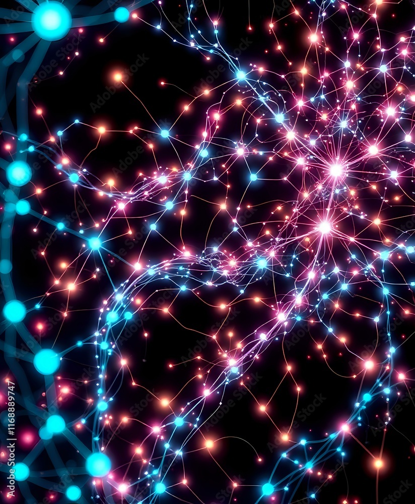 Obraz premium Bioluminescent Cybernetic Art Nouveau Network - Abstract Data Visualization