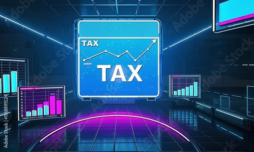 AI - Tax and Finance: Concepts for Business and Accounting such as documents, calculators, money, and charts, symbolizing finance and accounting. photo