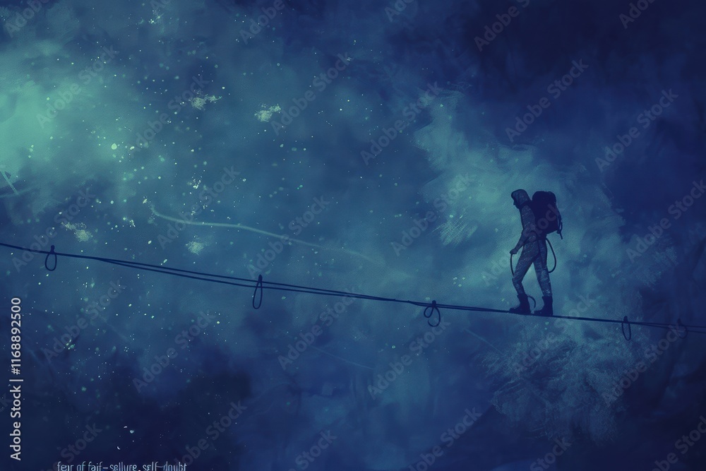 Fototapeta premium Abstract idea of self-doubt and inner conflict caused by imposter syndrome