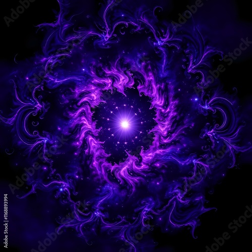 Cosmic Galaxy Fractal Wallpaper - Vibrant Purple Blue Nebula