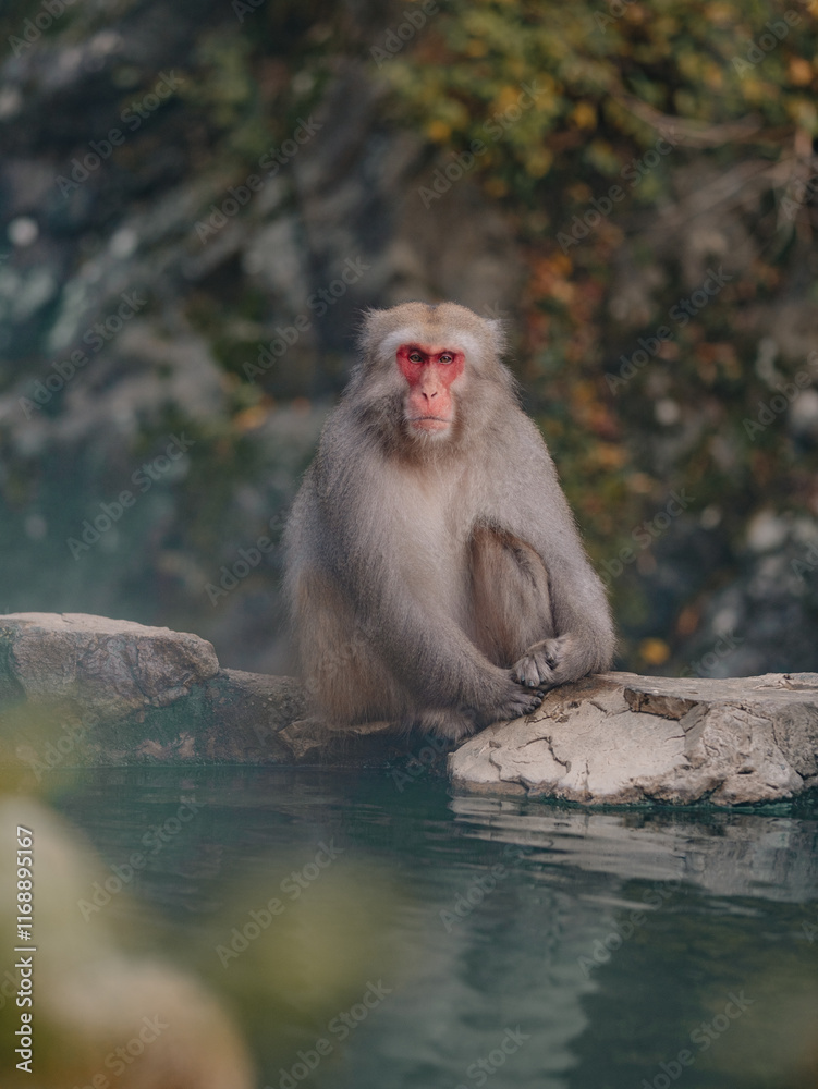 Macaques at Jigokudani Snow Monkey Park in Nagano, Japan